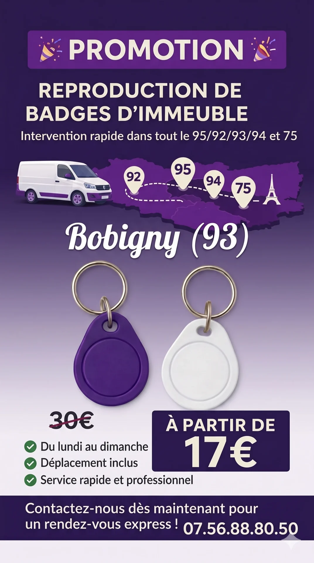 Badge immeuble copie sur Bobigny (93)