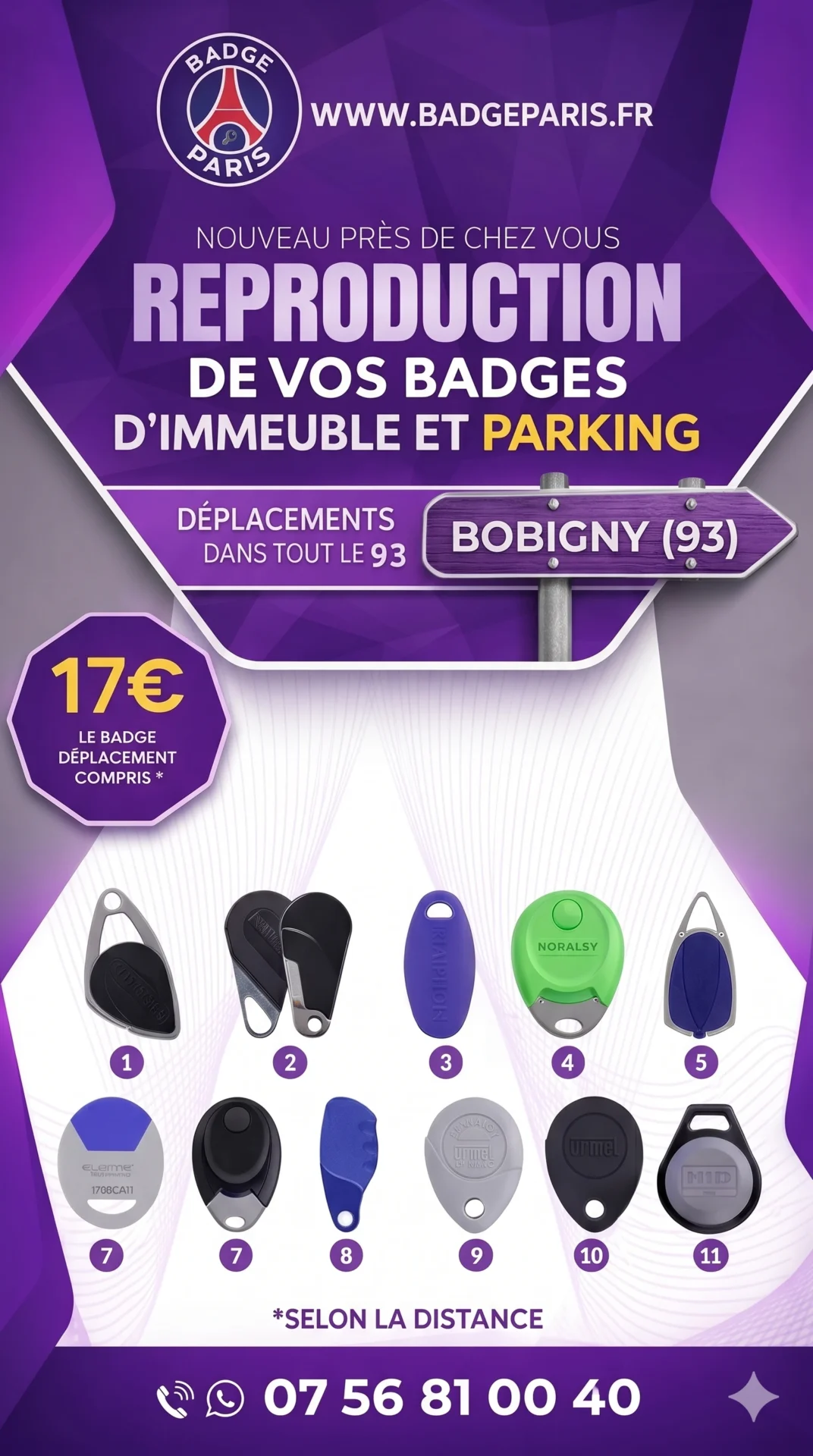 Badge immeuble copie sur Bobigny (93)