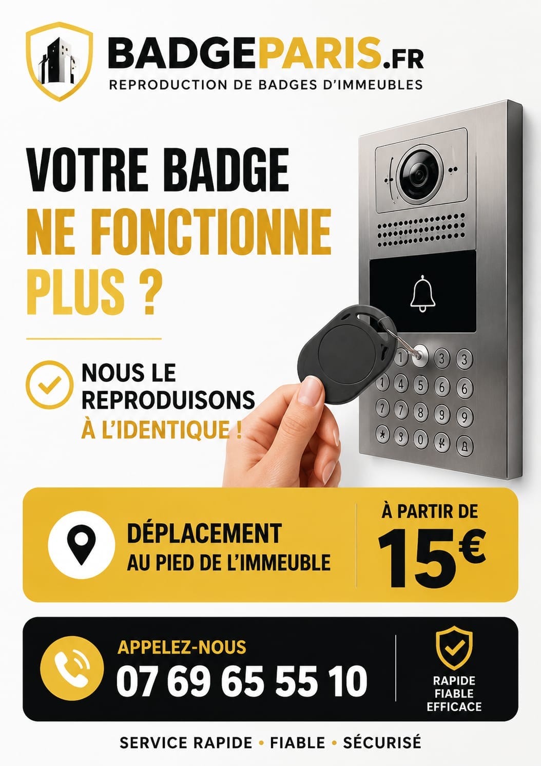 Reproduction et copie de badge d'immeuble Vigik par Badge Paris en Île-de-France