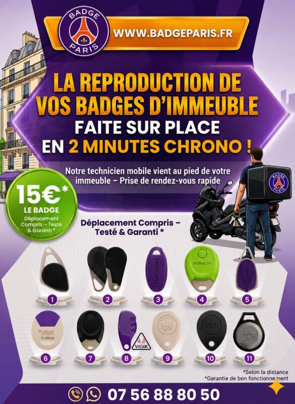 Introduction visuelle Badge Paris : Reproduction de badge immeuble vigik à Pantin (93500) au meilleur prix