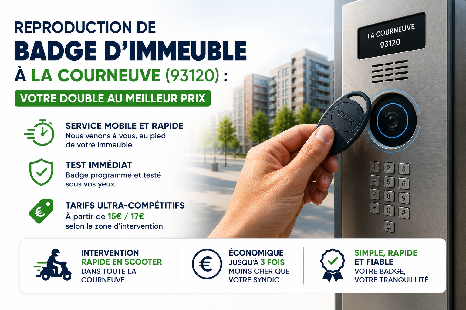 Service de reproduction de badge Vigik et badge d'immeuble à La Courneuve 93120
