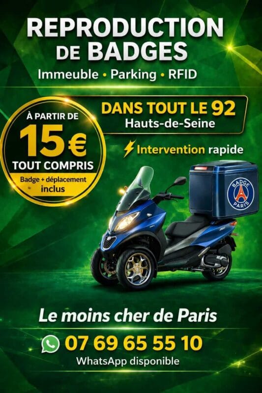Copie et reproduction de badge d'immeuble et Vigik®️ dans le 92 (Hauts-de-Seine).